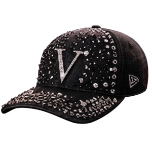 Baseball cap with the letter V and jewels around the cap.